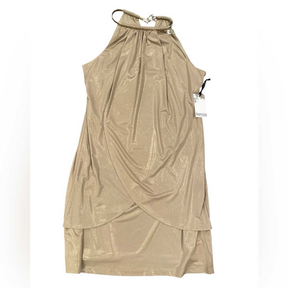 Kensie Gold Metallic Cocktail Dress Size 8 NWT